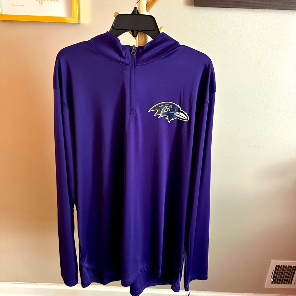 2 Sz Avail NEW Baltimore Ravens Fanatics Defender Long Sleeve Quarter-Zip Jacket